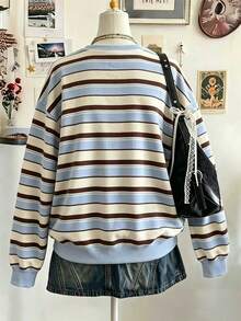 Lalippa Women's Digital Print Drop Shoulder Crew Neck Sweatshirt - Multicolor - View 2
