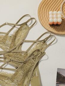 Divavoom 3pcs Seamless Lace Patchwork Panties Set - Ginger - View 7