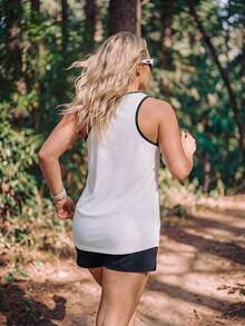 In My Nature Women's Plus Size Colorblock Letter Print Casual Daily Outdoor Sports T-Shirt - White - View 7