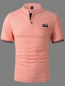Manfinity Homme 男士休閒短袖 Polo 衫，夏季 - 粉色 - 查看 7