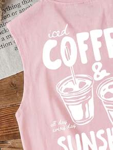 Daypath Men's Coffee Print Pink Tank Top - Pink - View 4