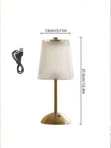 Brass Table Lamp, Textured Glass Shade Small Desk Lamp, Dimmable Warm Night Light, Minimalist Decorative Bedside Lamp For Dining Table Bedroom Living Room Home Decor - multicolor - View 9