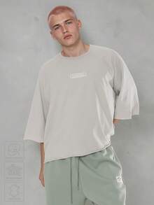 FORM&CHAOS Men's Summer Vintage Wide Sleeve Washed Loose Raglan Sleeve T-Shirt - Grey - View 1
