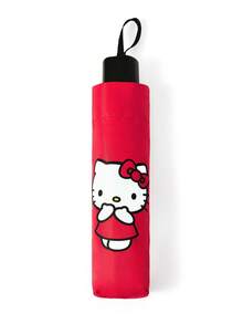 HELLO KITTY AND FRIENDS | SHEIN 可愛白色貓咪粉色蝴蝶結印花三折傘，防曬防雨雙用遮陽傘，輕巧便攜，適合旅行與日常使用 - 紅色 - 查看 8