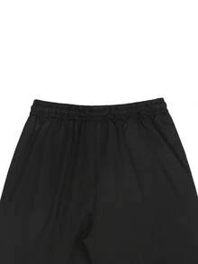 Manfinity Homme Pantalones casuales de unicolor con cordón en la cintura y bolsillos, otoño - Negro - Ver 5