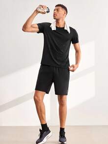 Driftmere Men's Summer Casual Outdoor Sports Running Workout Quick-Dry Top And Shorts Set Black - Black - View 9