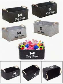 1Pc Felt Pet Toy Storage Box, Suitable For Cats And Dogs, Pet Toy Sorting Basket, Indoor Pet Snacks, Toys And Dirty Clothes Storage Basket, Simple And Practical, Help Keep The Home Clean And Orderly, Let The Toys In Order - Multicolor - View 9