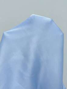 SHEIN PETITE Black High Waist Solid Color Skirt With Satin Texture Suitable For Dance And Daily Wear - Blue - View 7