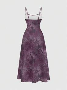 ROMWE Fairycore Women's Plus Size Butterfly Pattern Casual Party Spaghetti Strap Dress - Purple - View 2