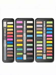 Portable Solid Watercolor Paint Kit With Mixing Palette, DIY Art Supplies In Metal Case, Travel Painting Set For Journaling & Card Making, Adults - one-size - View 3