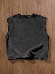 PAVTROS Men's Summer Casual Fashion Street Style Western Cowboy Vacation Style Rivet Decor Washed Loose Tank Top - Black - View 8