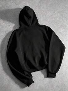 ROMWE MEN Street Life Men's Fashion Versatile Rhinestone Long Sleeve Hoodie - Black - View 3