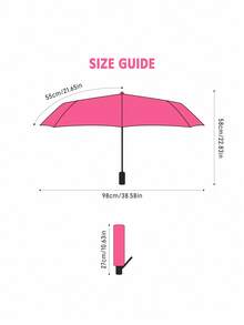 HELLO KITTY AND FRIENDS | SHEIN Cute White Cat With Pink Bow Print 3-Fold Umbrella, Sun Protection & Rainproof Dual-Use Parasol, Compact Portable For Travel & Daily Use - Pink - View 7