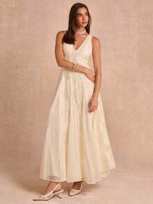 Enchnt Premium Pre-Fall Romantic Women's Elegant Apricot Tencel Embroidered Exquisite Slimming Dress,Birthday Dress,Festival Outfits,Casual Dress - Apricot - View 5