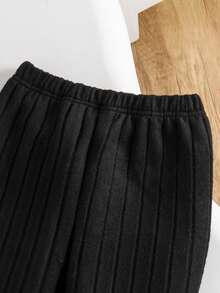 SHEIN 女童波點圖案 2 合 1 長袖上衣與長褲休閒套裝 - 黑與白 - 查看 6