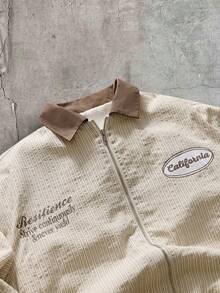 AXEPEAK Chaqueta casual a rayas para hombre, primavera y otoño - Caqui - Ver 3