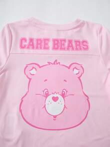 SHEIN X Care Bears 女童字母印花圓領短袖T恤 - 粉色 - 查看 4