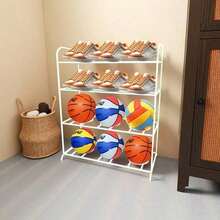 Estantería multifuncional para almacenamiento de balones de baloncesto para el hogar - Negro - Ver 10