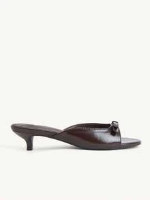 CUCCOO CHICEST Sandal Rumah Bergaya Prancis Elegan, Nyaman, Serbaguna, Hak Pendek, Simpul, Model Kitten dan Wanita, Ujung Terbuka, Cocok untuk Cuaca Dingin. - Chocolate Brown - View 8