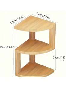1PC Corner Solid Wood Pine Double Layer Multi Functional Desktop Bookcase Closet Storage Shelf Space Saving Triangular Bracket Natural Color Home Office Decoration Sturdy Wall Mount Easy Assembly Organizer Rack - multicolor - View 7