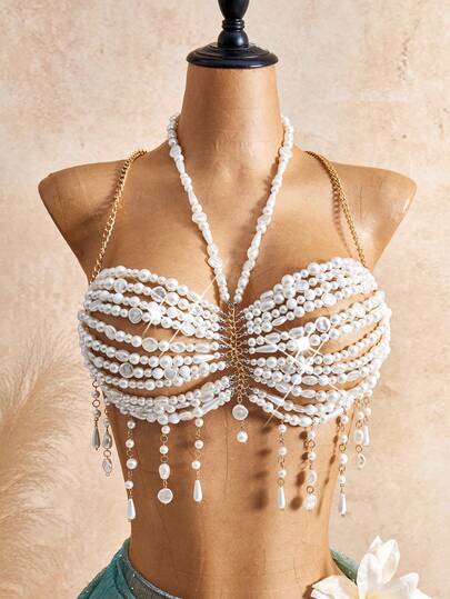 Swim SXY Summer/Autumn New Arrival, Colorful Beaded Cover-Up, European And American Hot Girl Fashion Sexy Design, Suitable For Music Festivals And Electronic Music Festivals, Bohemian Style Women's Cover-Up