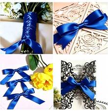 1 Rollo de Cinta de Satén de Poliéster - Caja de Regalo, Caja de Caramelos, Caja de Pastel, Cinta de Decoración de Flores Frescas (Teñida a Máquina con Ligera Diferencia de Color) - Azul zafiro - Ver 3