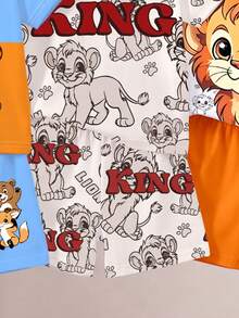 Random 4 Sets Get 2 Set,Cute Animal Pattern,  Letter Pattern Printed Crew Neck T-Shirt Matched With Same Print Shorts - Multicolor - View 4