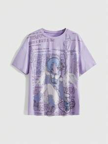 ROMWE EDITION Kaos Wanita Gaya Vaporwave Anime Kawaii yang Lucu - Mauve Purple - View 1