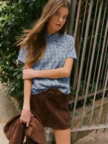 Nöista Chinese-Style Short Sleeve Top With Frog Buttons, Perfect For Summer, Fall And Going Out. - Blue - View 10