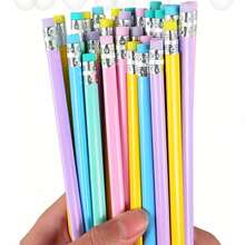 20pcs Assorted Macaron Color Wooden Pencils With Erasers For Writing & Arts Back To School - multicolor - View 5