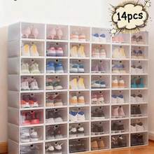 6/14 Pieces Of Transparent Shoe Box With Lid - Transparent Shoes - Stackable Wardrobe Organizer, Dustproof And Space Saving | Easy To Assemble, Can Be Used As A Mini Shoe Box For Bedroom, Home, Living Room Items, Home Organization And Storage - View 7