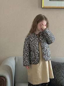 Dazy Kids Jaket Motif Leopard Modis Musim Dingin untuk Anak Perempuan - Coklat - View 5