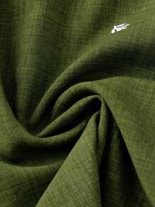 SHEIN LUNE CURVE 大尺碼女款刺繡春夏季浪漫時尚百搭休閒通勤襯衫 - 軍綠色 - 查看 4