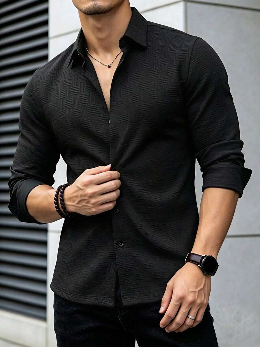 Manfinity Homme Textured Black Jacket Is The Ideal Choice For Everyday Wear. - Black - View 1