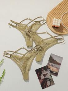 Divavoom 3pcs Seamless Lace Patchwork Panties Set - Ginger - View 5