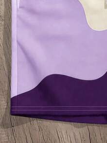 Manfinity Joysei Men's Colorblock Print Drawstring Waist Casual Shorts For Daily Wear And Vacation - Purple - View 4