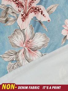 Resyla 女款休閒戶外運動上衣，夏季新款，圖案設計，藍色，花卉，度假，學生，女款短袖T恤 - 彩色 - 查看 6
