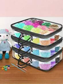 1/2/3 Packs Clear Yarn Storage Bags, Portable Handheld Multipurpose Organizer Bags For Yarn, Clothes, Bedding Sheets, Underwear Storage - multicolor - View 7