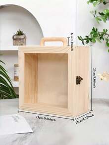 1pc Wooden Gift Box Creative Wedding Favor Storage Container With Handle Durable Portable Kraft Keepsake Organizer For Party Favor Jewelry Candy Decor Bridal Shower Engagement Anniversary Celebration - multicolor - View 9