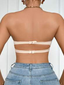 SHEIN Bra And Wireless Bra With Padding, Straight Band - Beige - View 7