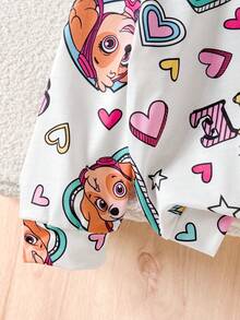 SHEIN | PAW Patrol 1件少女休閒可愛卡通蝴蝶結印花狗狗圖案連帽抓絨衛衣，適合秋冬穿著 - 彩色 - 查看 9