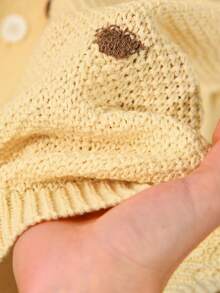 CosyJoli Plus Size Elegant French Style 3D Polka Dot Knit Cardigan Sweater Yellow Autumn/Winter Top For Women - Yellow - View 7