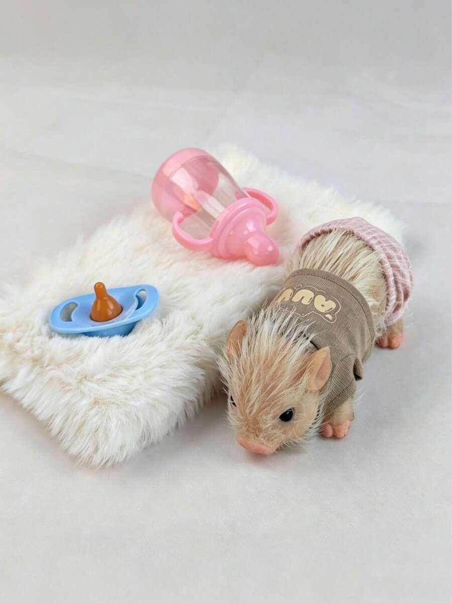 MINKOJA 1PC Silicone Piglet Doll About 12cm Lifelike Exquisite Little Pig Dolls Desktop Decoration, Birthday Gift, Decompression Toy - Bow pig - View 1