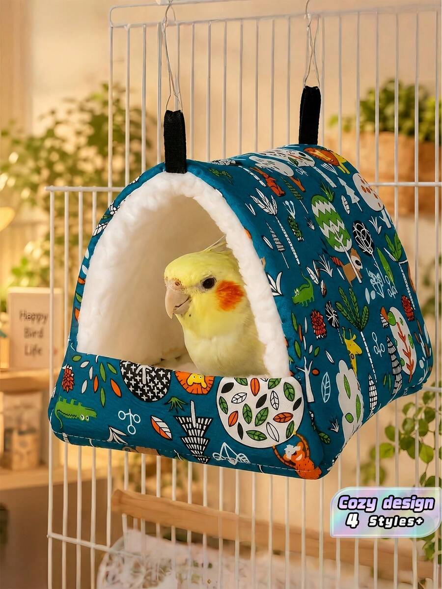 1PC Random Color Parrot Hamster Nest - Warm Plush Small Pet Bed For Winter Cage Supplies - Multicolor - View 1