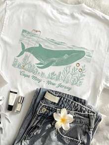 IslaSuriya Women's Marine Life Print Round Neck Short Sleeve T-Shirt - Multicolor - View 3