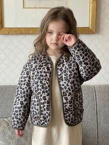 Dazy Kids Jaket Motif Leopard Modis Musim Dingin untuk Anak Perempuan - Coklat - View 6