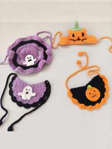 PETSIN 1 Buah Topi dan Syal Leher Rajut Halloween untuk Hewan Peliharaan, Dekorasi Hantu Menyeramkan untuk Kucing & Anjing - MultiWarna - View 3