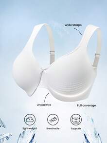 LUVLETTE Plus White 無內墊全罩式鋼圈內衣，無勒肩帶，側背收平運動內衣，縮胸基本款 SizeFreedom - 白色 - 查看 2