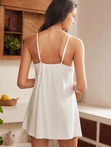 Lullawish Women's Simple Comfortable 3D Floral Decor Camisole Nightgown - White - View 2
