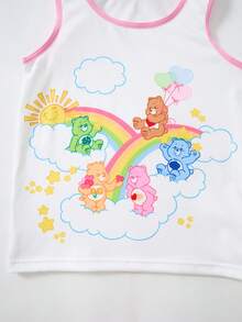 SHEIN X Care Bears Young Girl Piped Round Neck Tank Top Undershirt - Pink - View 4